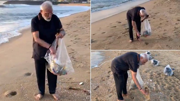 Video: Modi picks up waste from beach - TeluguBulletin.com