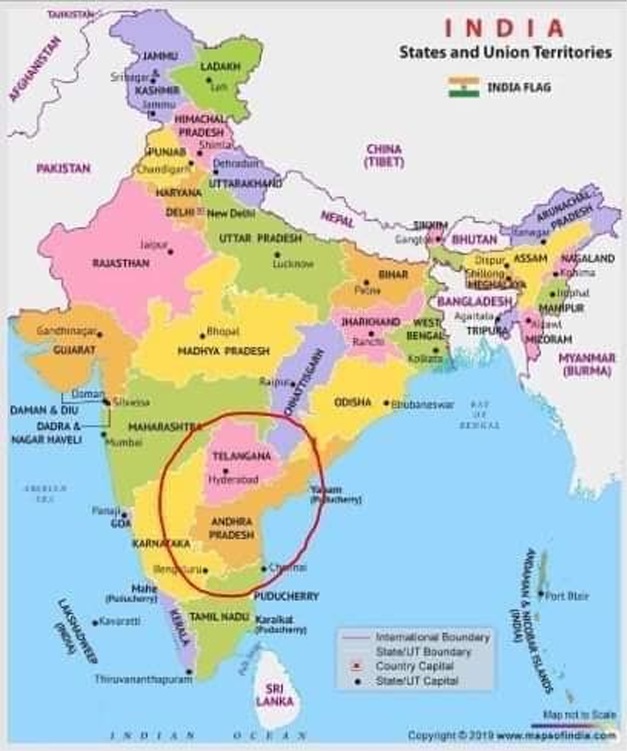 Andhra Pradesh In India Map Centre's New India Map Ignores Ap Capital - Telugubulletin.com
