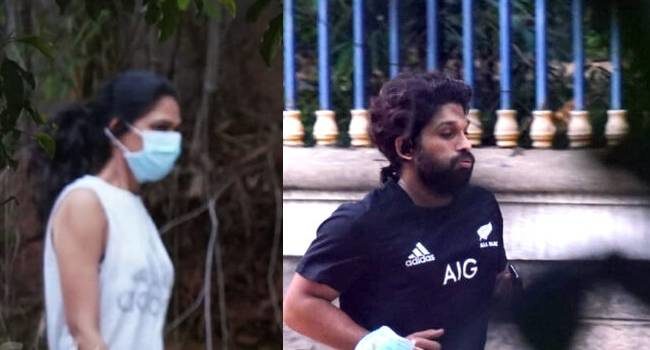 Allu Arjun And His Wife Spotted At Kbr Park