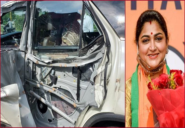 Kushbu Meets With An Accident Enroute Bjp Yatra