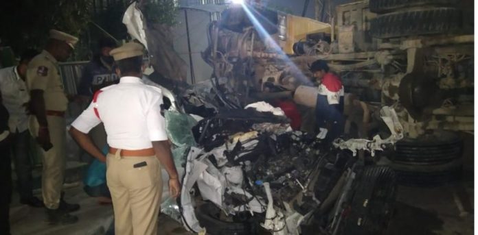 Five Andhra Youngsters Killed In A Car Accident At Gachibowli