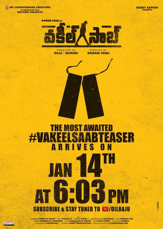Breaking: Pawan Kalyan’s Vakeel Saab Teaser Release Date And Time