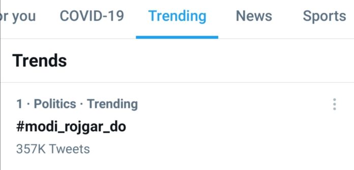'#modi_rojgar_do' is currently trending on Twitter!!