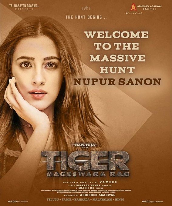 Nupur Sanon Making Her Debut With Tiger Nageswara Rao