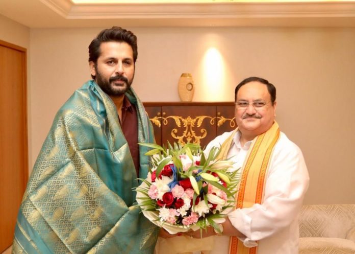 Bjp President Jp Nadda Meets Actor Nithiin