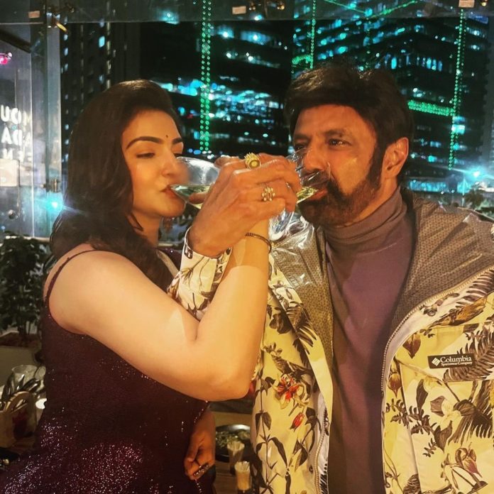 Pic Talk: Balakrishna Sips Champagne With Honey Rose
