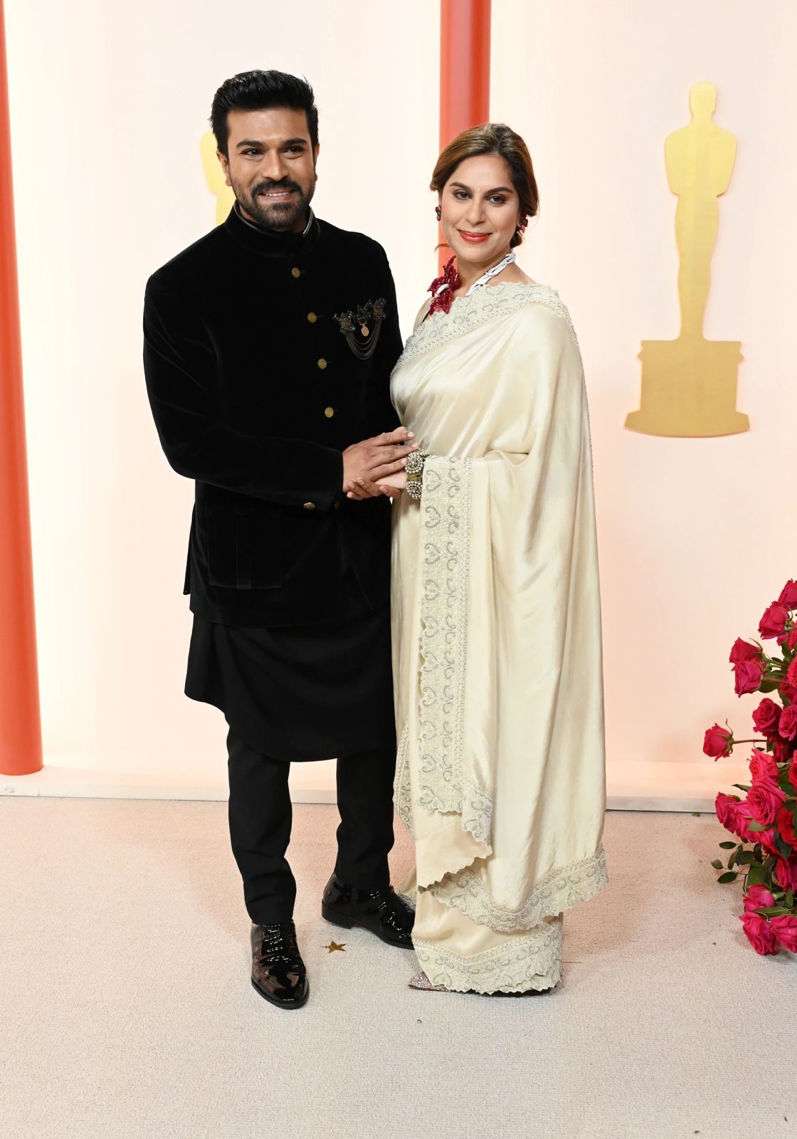 Oscars 2023: Ram Charan Mesmerised With Indian Look On The Red Carpet!!