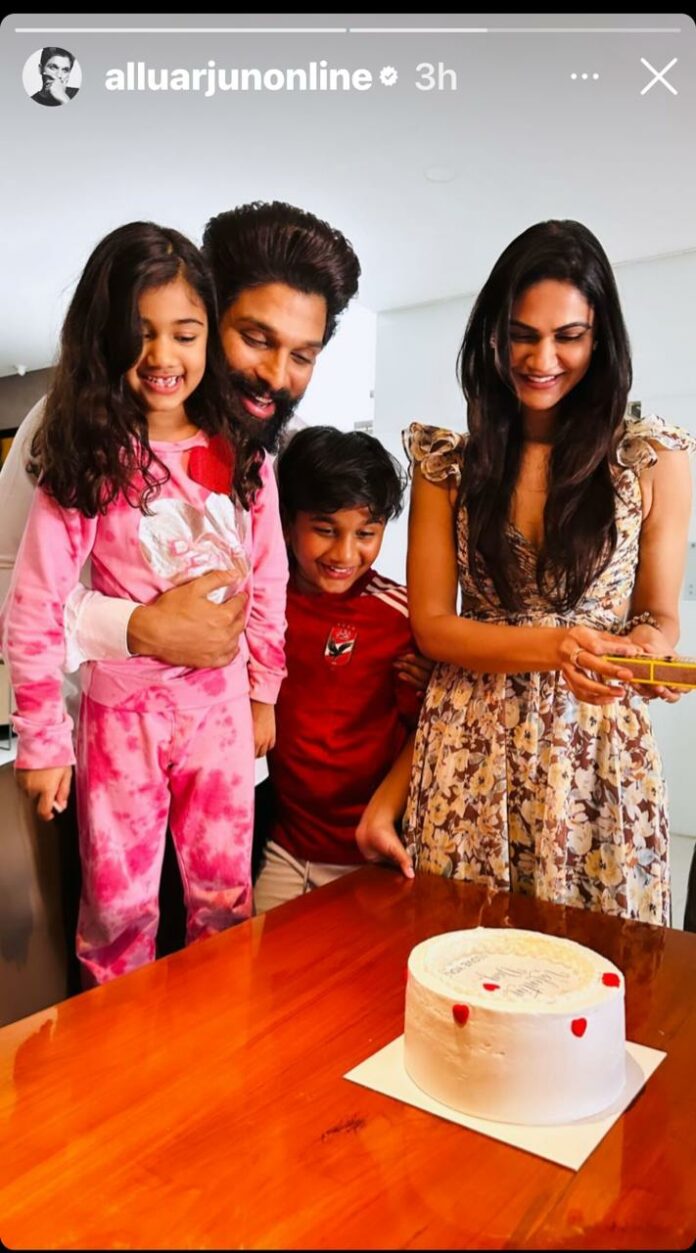 Allu Arjun Shares A Glimpse Of Valentine’s Day Celebration With Wife And Kids!