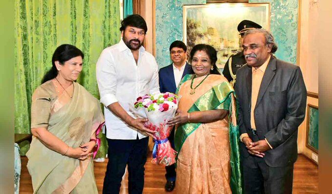 Telangana Governor Felicitates Padma Vibhushan Awardee Megastar Chiranjeevi
