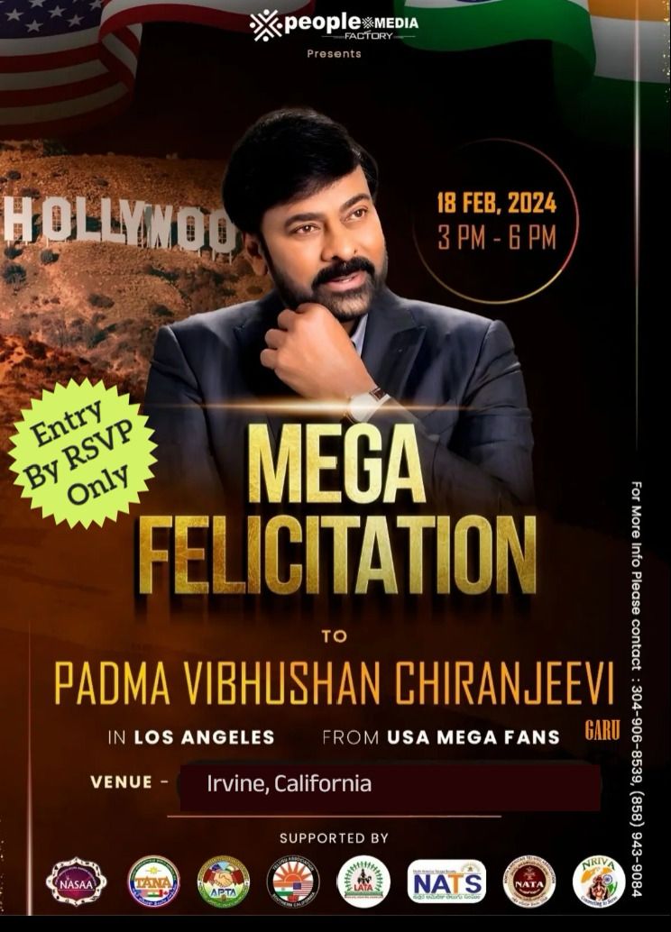 Megastar Chiranjeevi To Be Facilitated By Tg Viswa Prasad At Los Angeles!