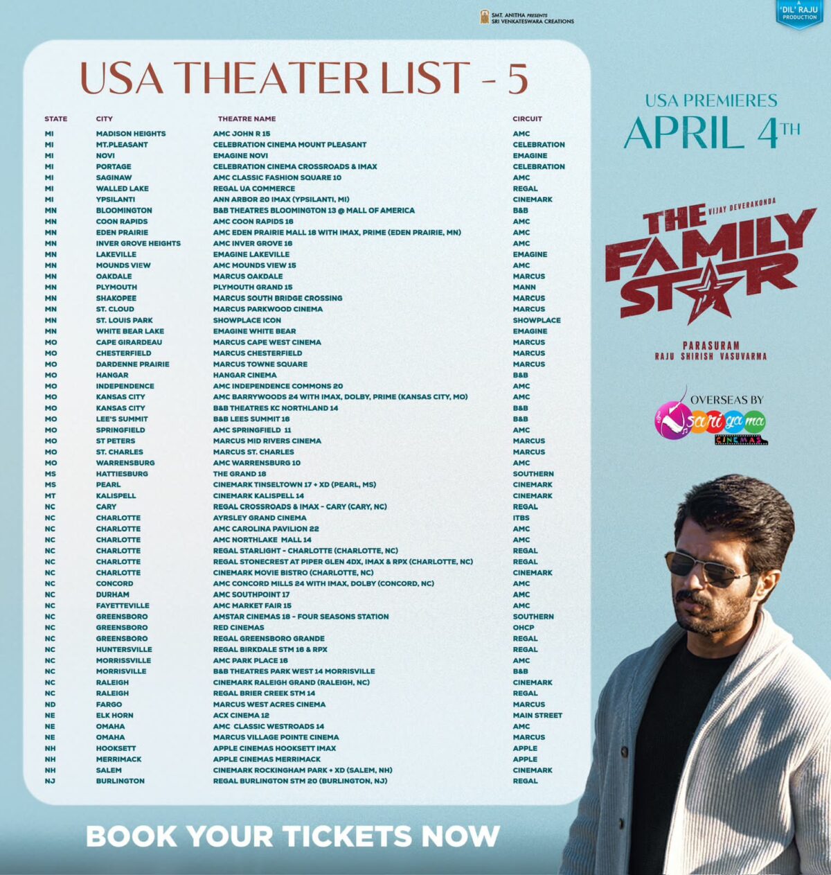 The Family Star Usa Premieres On April 4th, Theatres List Out